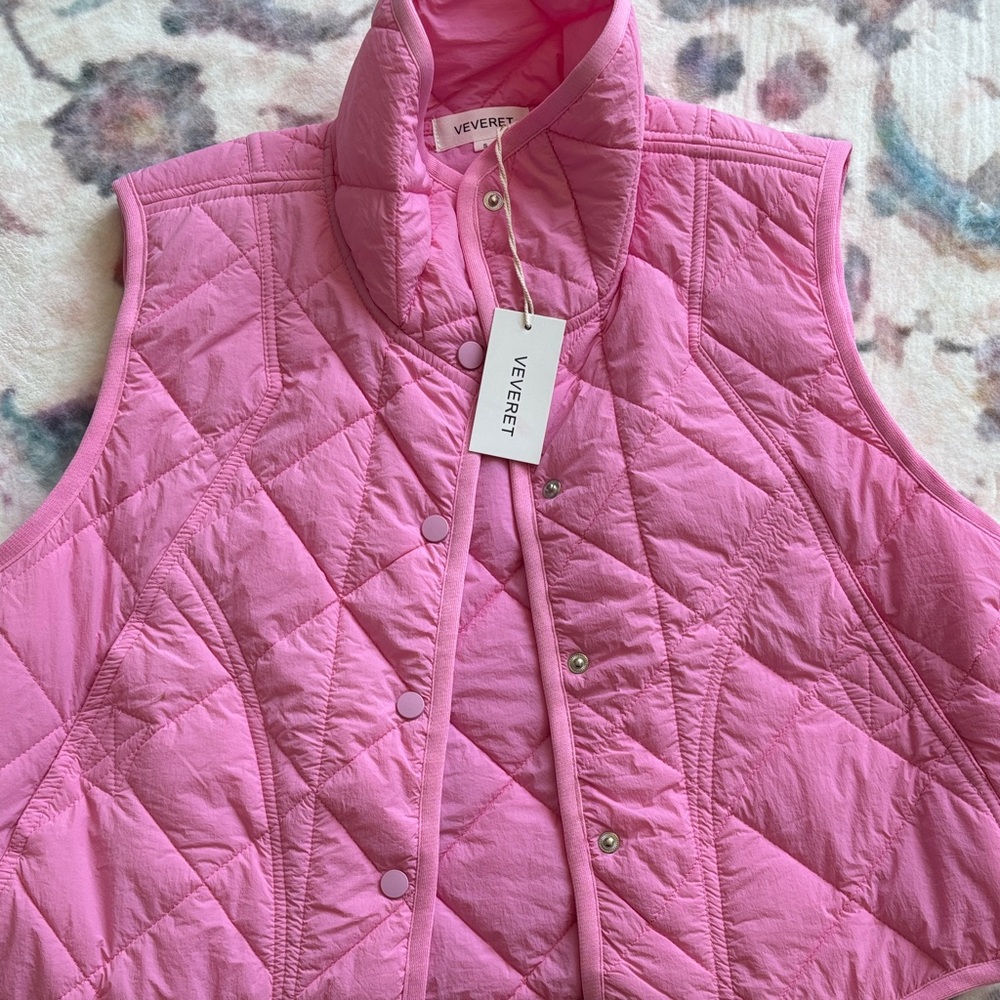 Veveret Pink Quilted Puffer Vest Size S NWT